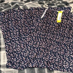 Long navy dress with pink flowers